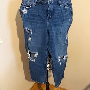 Lane Bryant Distressed Straight Leg Jeans - Blue